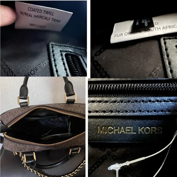 SALE🔥🔥MICHAEL KORS SIGNATURE ELLIOT STUDDED TIGER PRINT CALF HAIR SHOULDER BAG